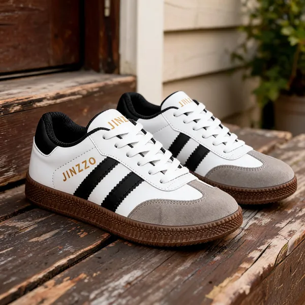 White_Pu_Fabric_Casual_Sneakers_For_Unisex