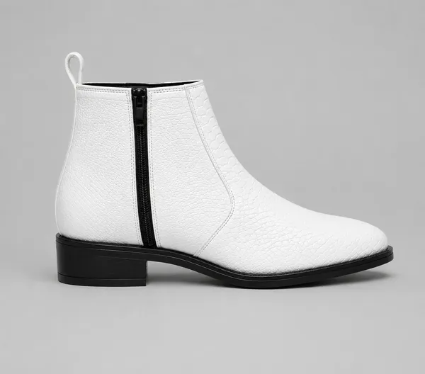 White_Synthetic_Side_Zipper_Chelsea_Ankle_Boots_For_Men
