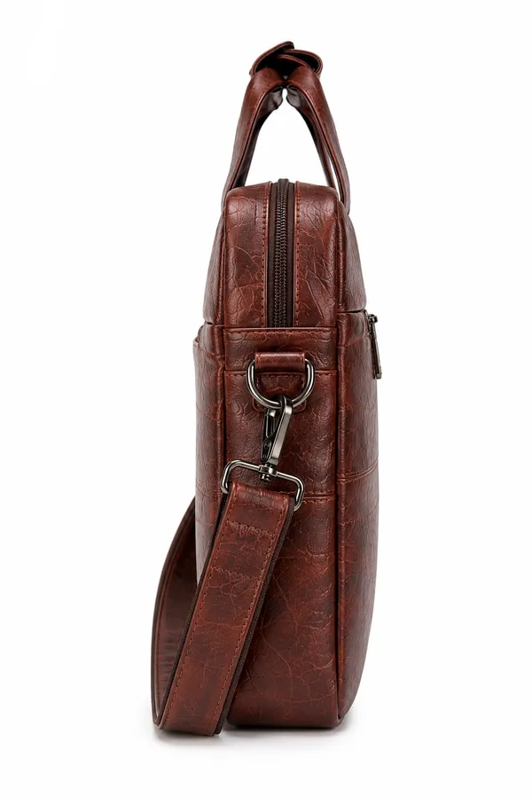 Brown_Pu_Fabric_Laptop_Shoulder_Bag_For_Men