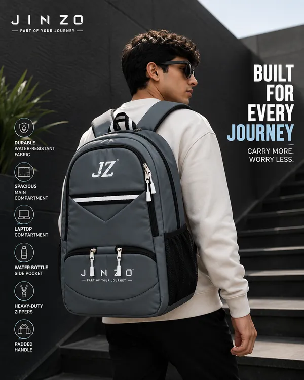 Grey_Pu_Fabric_Water_Resistant_Laptop_Backpack_For_Unisex