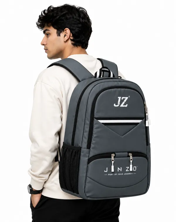Grey_Pu_Fabric_Water_Resistant_Laptop_Backpack_For_Unisex