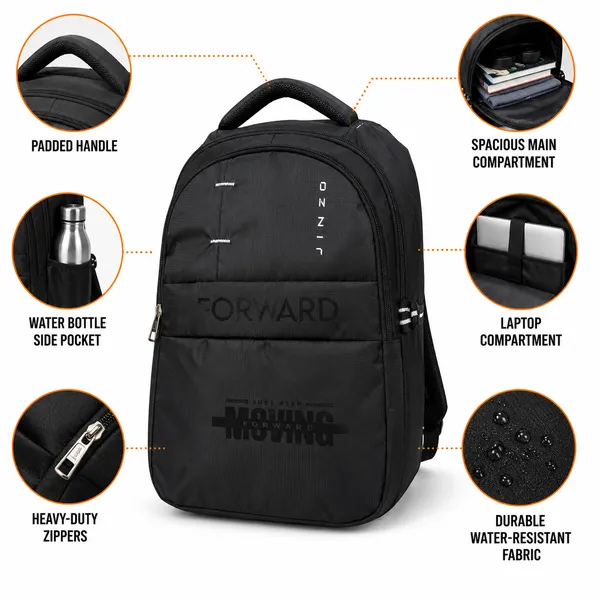 Black_Pu_Fabric_25L_Water_Resistant_Backpack_For_Unisex