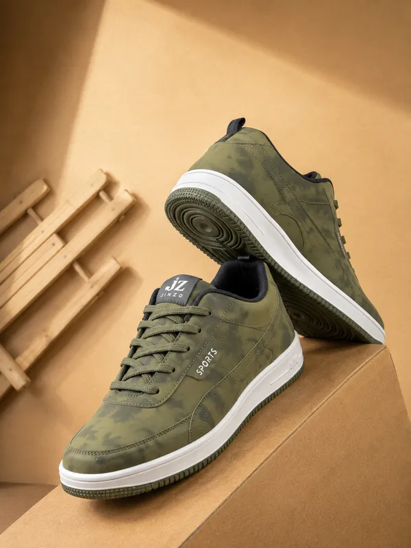 Green_Synthetic_Lace-Up_Sneakers_For_Men