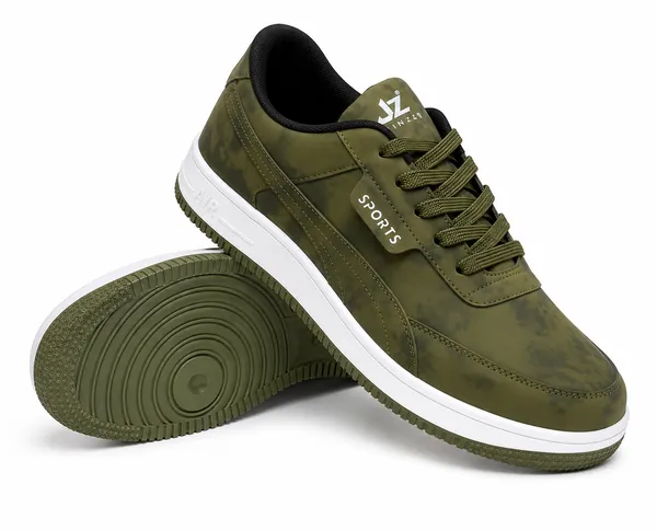 Green_Synthetic_Lace-Up_Sneakers_For_Men