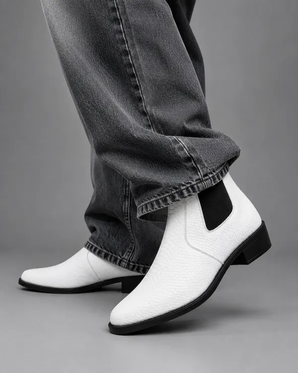 White_Synthetic_Chelsea_Ankle_Boots_For_Men
