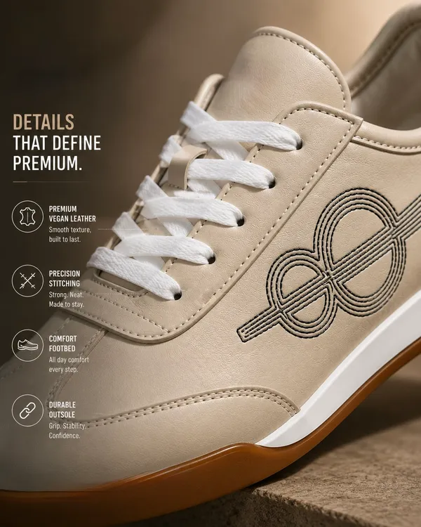 Cream_Synthetic_Lace-Up_Casual_Sneakers_For_Men