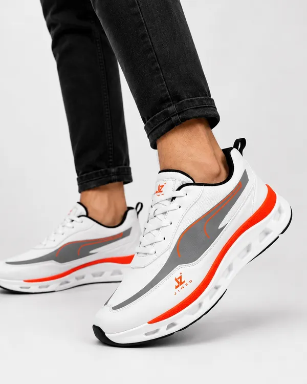 White_Synthetic_Lace-Up_Running_Sneakers_For_Men
