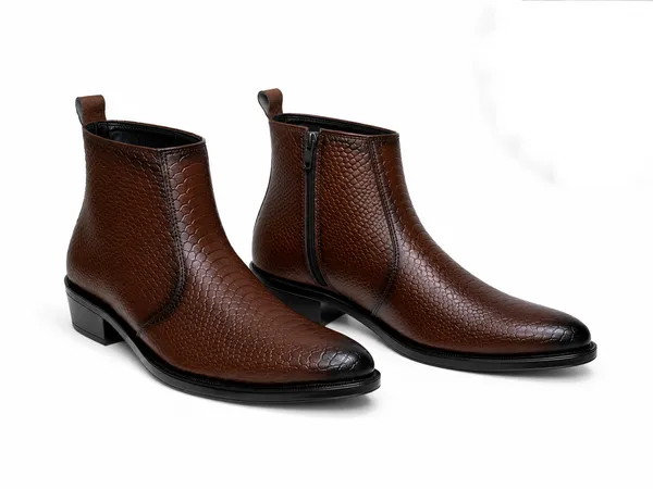 Brown_Synthetic_Textured_Side_Zip_Chelsea_Ankle_Boots_For_Men