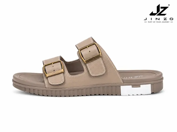 Peach_Synthetic_Double_Buckle_Slide_Slippers_For_Men