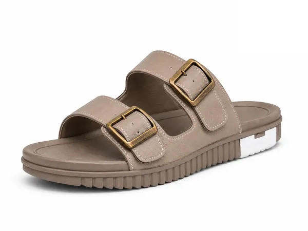 Peach_Synthetic_Double_Buckle_Slide_Slippers_For_Men