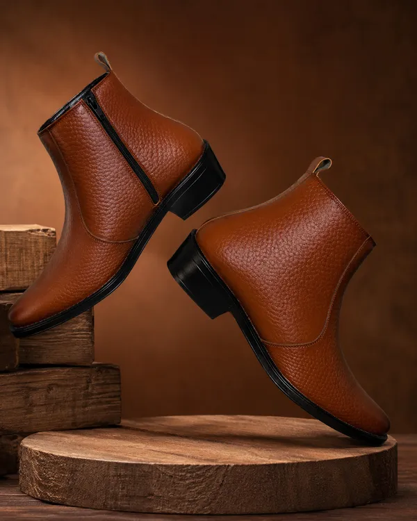 Tan_Synthetic_Side_Zipper_Chelsea_Ankle_Boots_For_Men