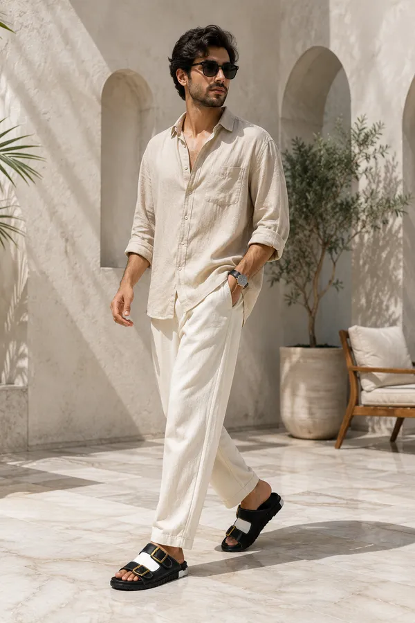 Black_Synthetic_Double_Buckle_Slide_Slippers_For_Men