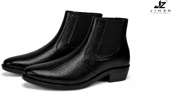 Black_Synthetic_Textured_Chelsea_Ankle_Boots_For_Men
