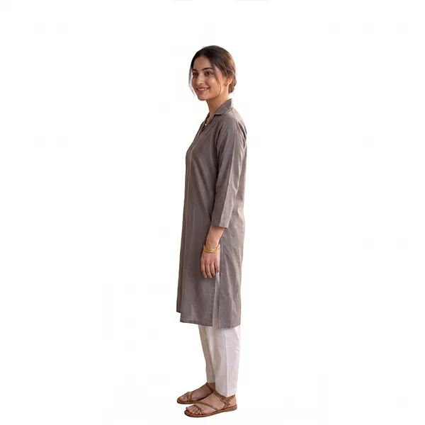 Grey_Cotton_Striped_Collared_Kurta_For_Women