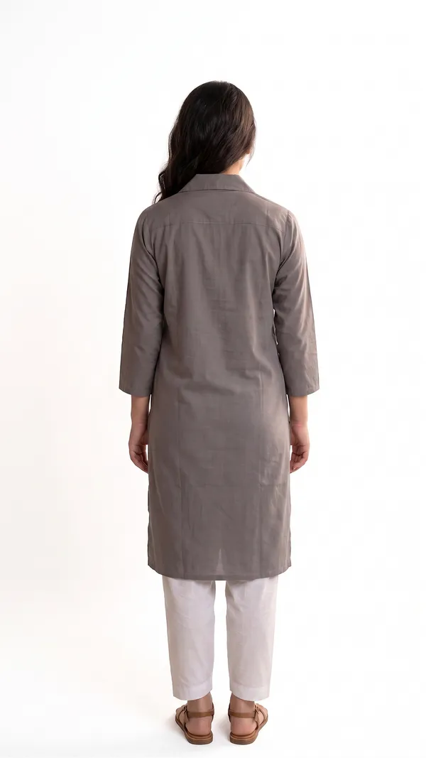 Grey_Cotton_Striped_Collared_Kurta_For_Women