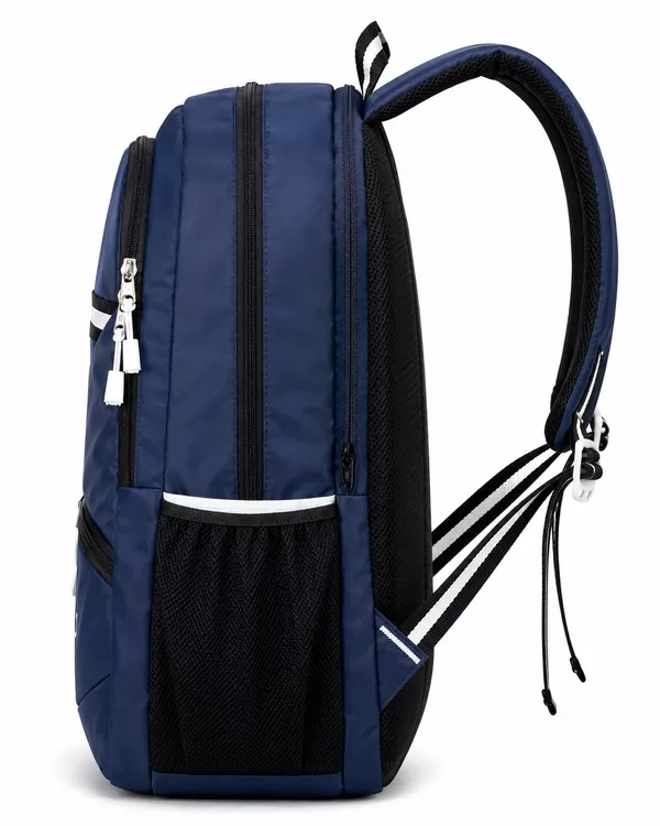 Navy_Blue_Pu_Fabric_Water_Resistant_Laptop_Backpack_For_Unisex