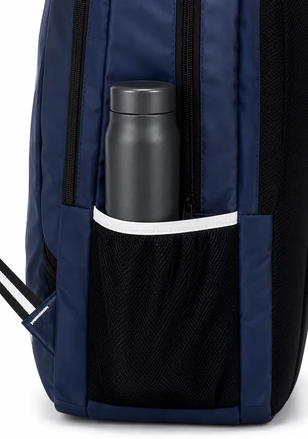 Navy_Blue_Pu_Fabric_Water_Resistant_Laptop_Backpack_For_Unisex