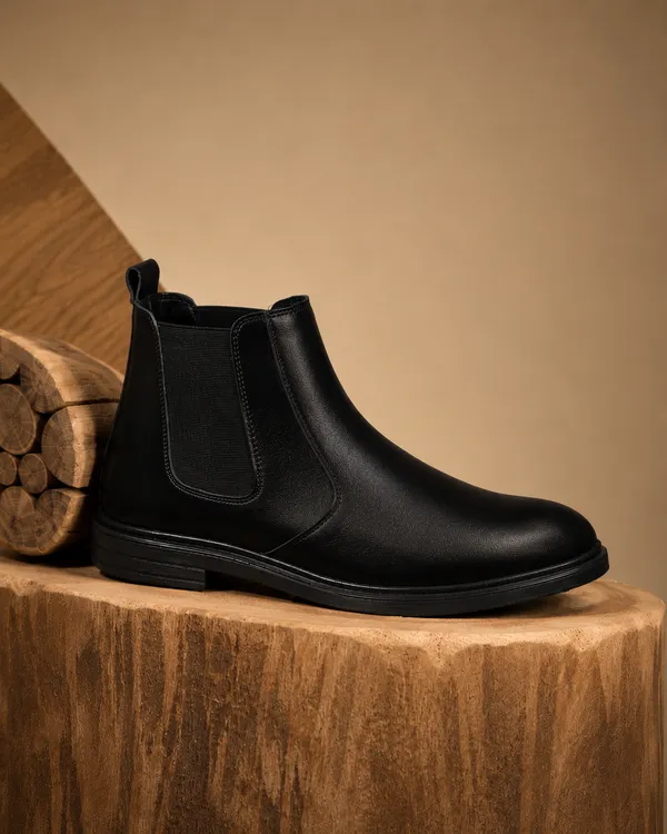 Black_Synthetic_Slip-On_Chelsea_Ankle_Boots_For_Men