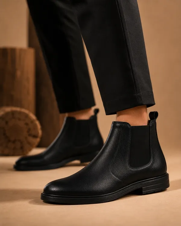 Black_Synthetic_Slip-On_Chelsea_Ankle_Boots_For_Men