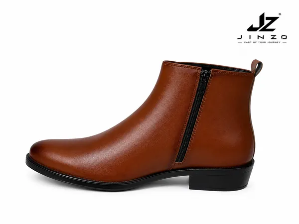 Tan_Synthetic_Zipper_Pencil_Ankle_Boots_For_Men