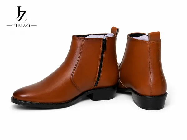 Tan_Synthetic_Zipper_Pencil_Ankle_Boots_For_Men