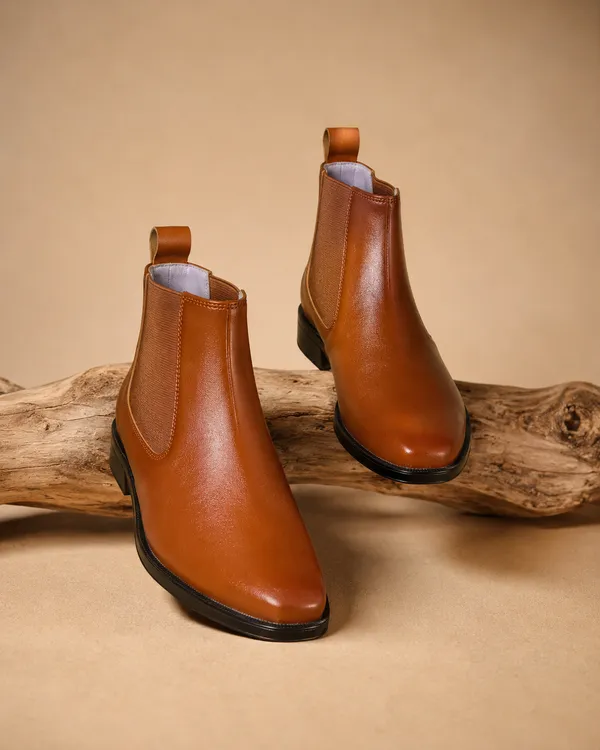 Tan_Synthetic_Chelsea_Slip-On_Formal_Dress_Boots_For_Men