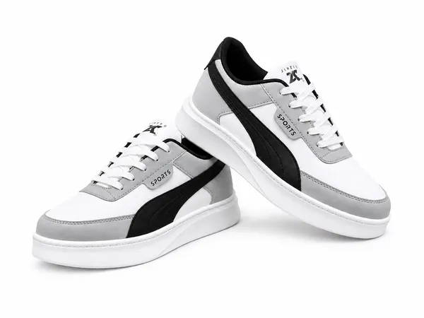 White_Synthetic_Lace-Up_Casual_Sneakers_For_Men
