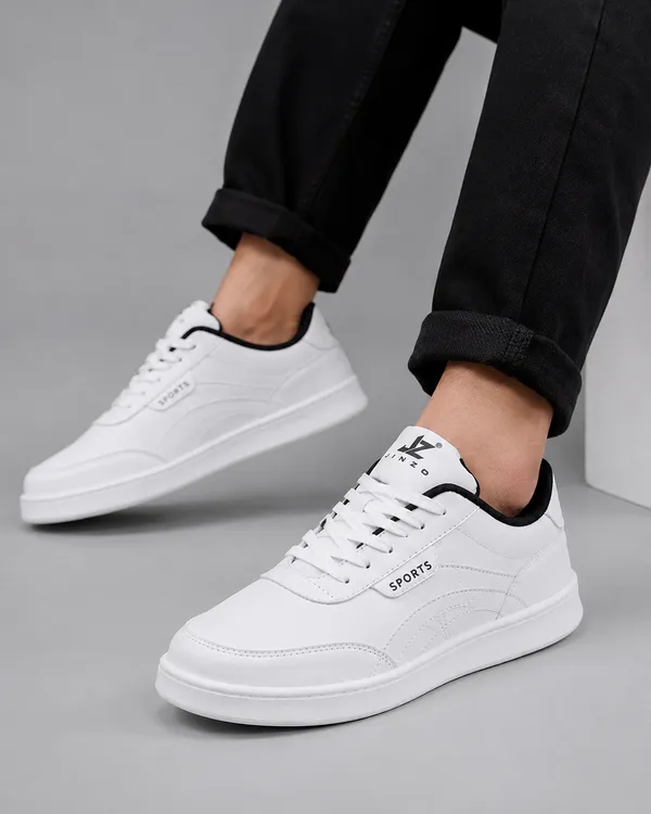 White_Synthetic_Lace-Up_Casual_Sneakers_For_Men