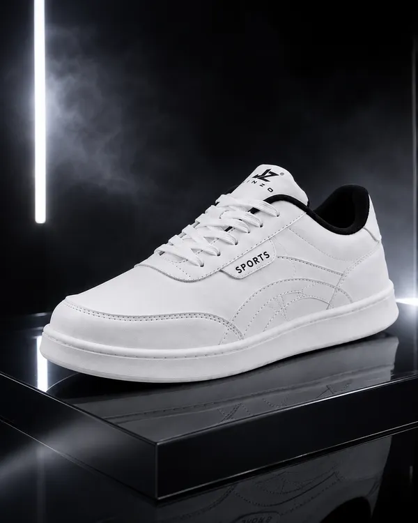 White_Synthetic_Lace-Up_Casual_Sneakers_For_Men