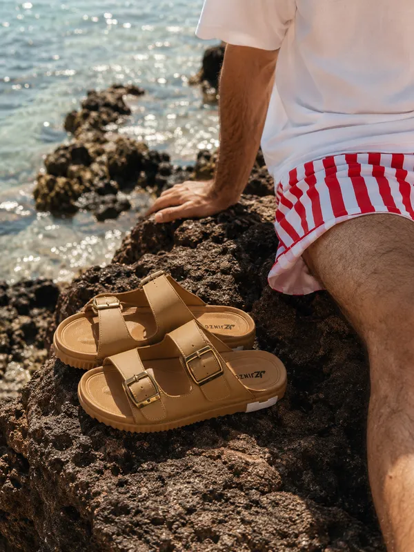 Tan_Synthetic_Double_Buckle_Slide_Slippers_For_Men