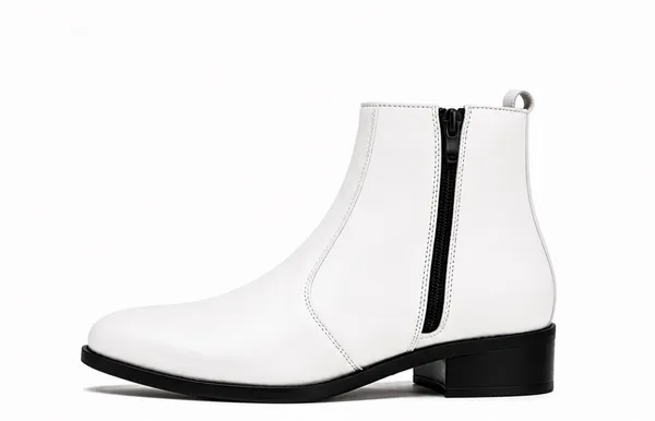 White_Synthetic_Chelsea_Slip-On_Ankle_Boots_For_Men