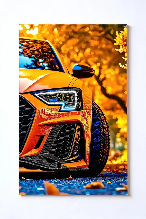Acrylic_Scenic_Orange_Sports_Car_Wall_Painting
