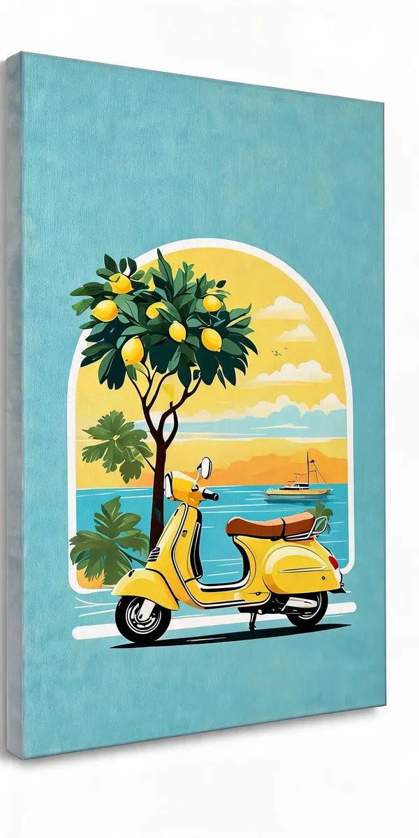 Stretched_Canvas_Vintage_Scooter_Scenic_Wall_Painting