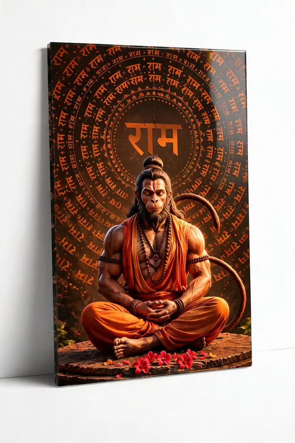 Acrylic_Religious_Hanuman_Meditation_Wall_Painting