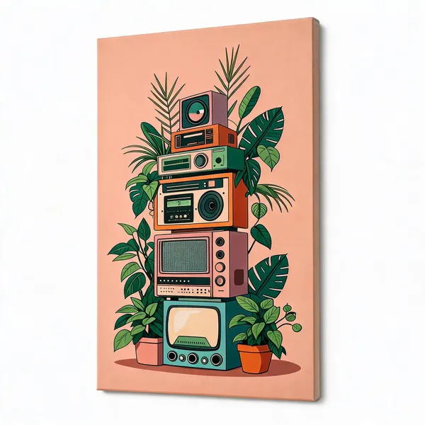 Stretched_Canvas_Retro_Botanical_Radio_Multicolor_Wall_Painting