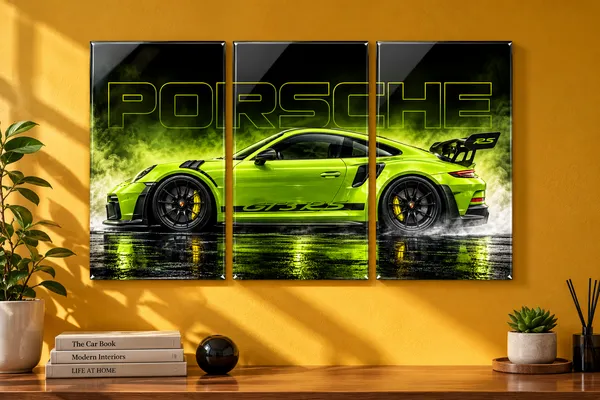 Modern_Porsche_Sports_Car_Triptych_Wall_Art