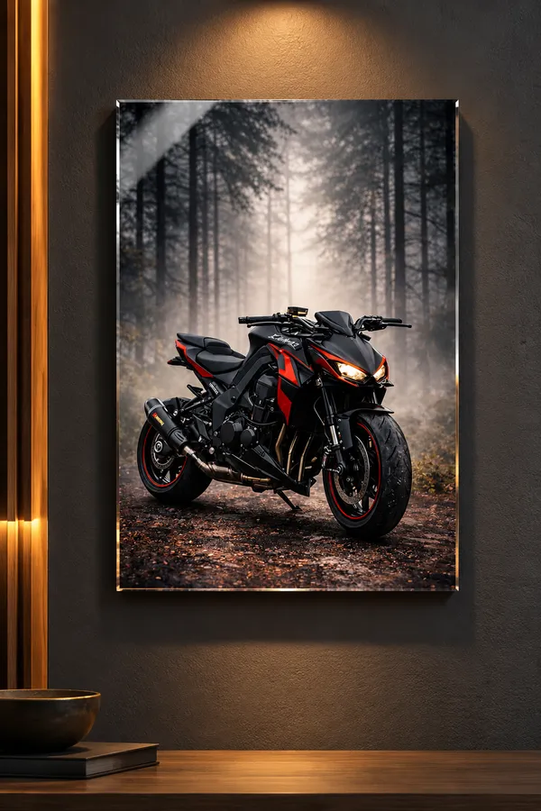 Canvas_Forest_Motorcycle_Print_Wall_Art_Set
