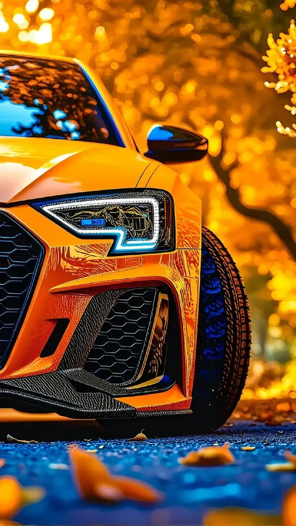 Acrylic_Scenic_Orange_Sports_Car_Wall_Painting