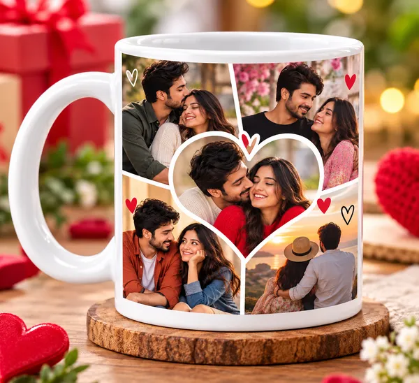 White_Romantic_Photo_Collage_Mug