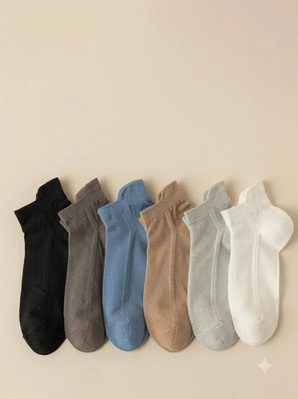 Multicolor_Cotton_Knit_Ankle_Socks_For_Men