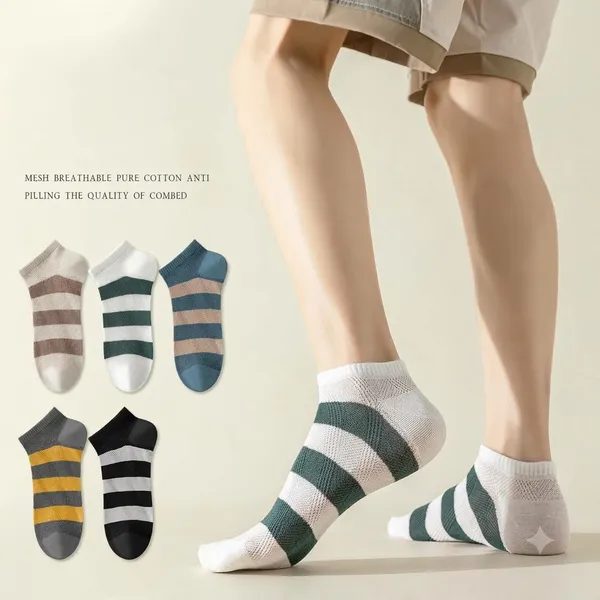 Multicolor_Cotton_Striped_Ankle_Socks_For_Men