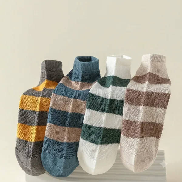Multicolor_Cotton_Striped_Ankle_Socks_For_Men