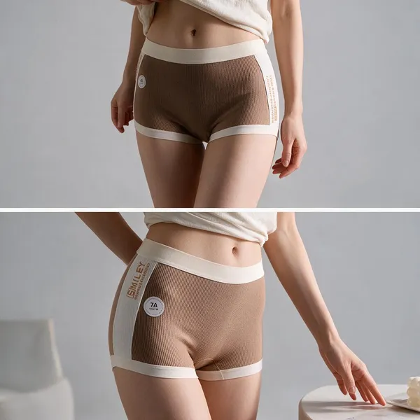 Brown_Cotton_Ribbed_Boyshort_Panties_For_Women