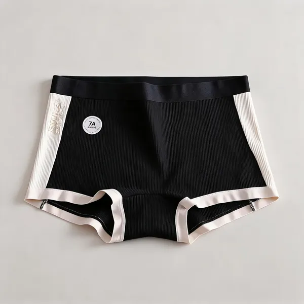 Black_Cotton_Ribbed_Boyshort_Panties_For_Women