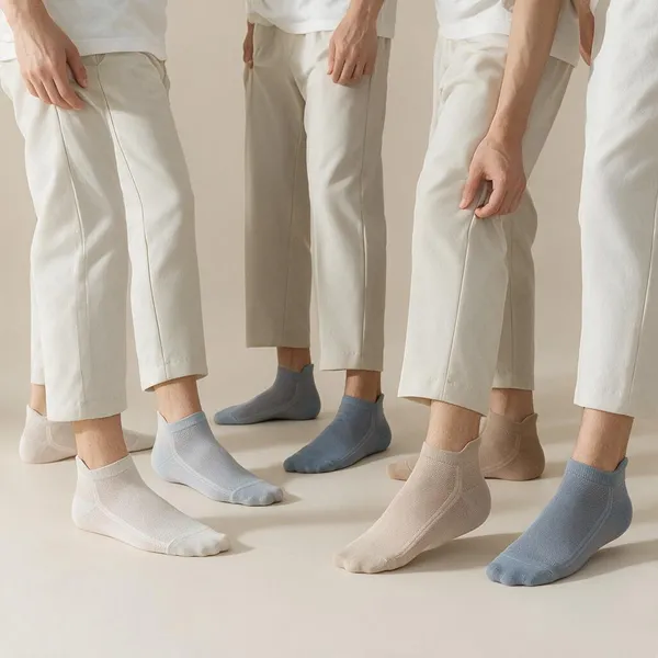 Multicolor_Cotton_Knit_Ankle_Socks_For_Men