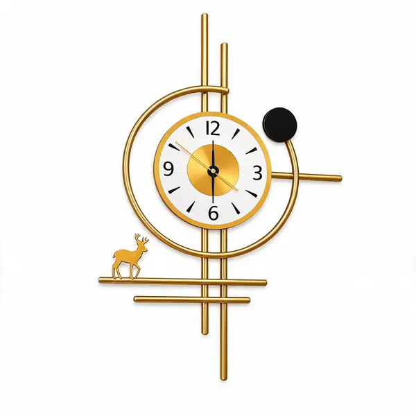 Golden_Horizon_Deer_Wall_Clock