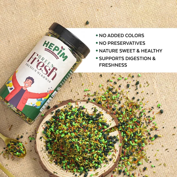 HEPIM_Green_Fresh_Mukhwas_250g_|_Roasted_Saunf,_Seed_&_Dates_Mouth_Freshener_|_Traditional_After_Meal_Digestive_|_Hygienically_Packed_Jar