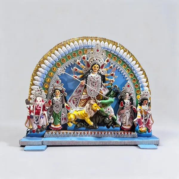 Multicolor_Clay_Durga_Idol_Set_For_Puja