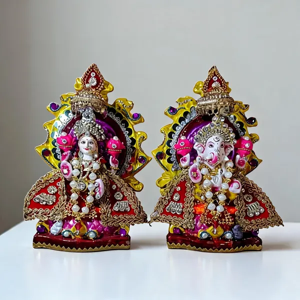 Multicolor_Clay_Lakshmi_Ganesha_Idol_Set_For_Puja