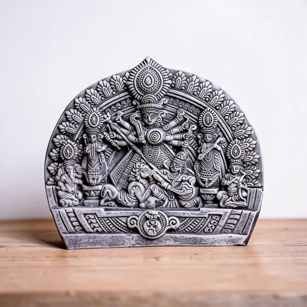 Multicolor_Clay_Durga_Relief_Idol_For_Puja